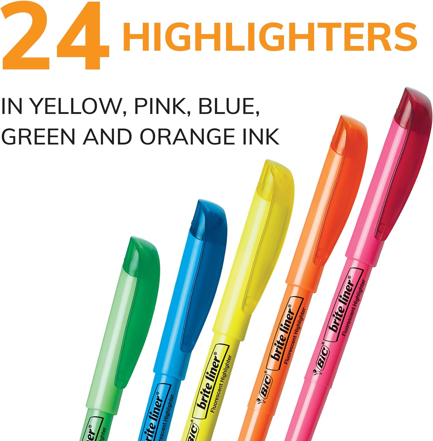 ROTULADORES, PUNTA DE CINCEL, COLORES SURTIDOS, BIC BRITE LINER 24 UNIDADES, VARIADOS - 3