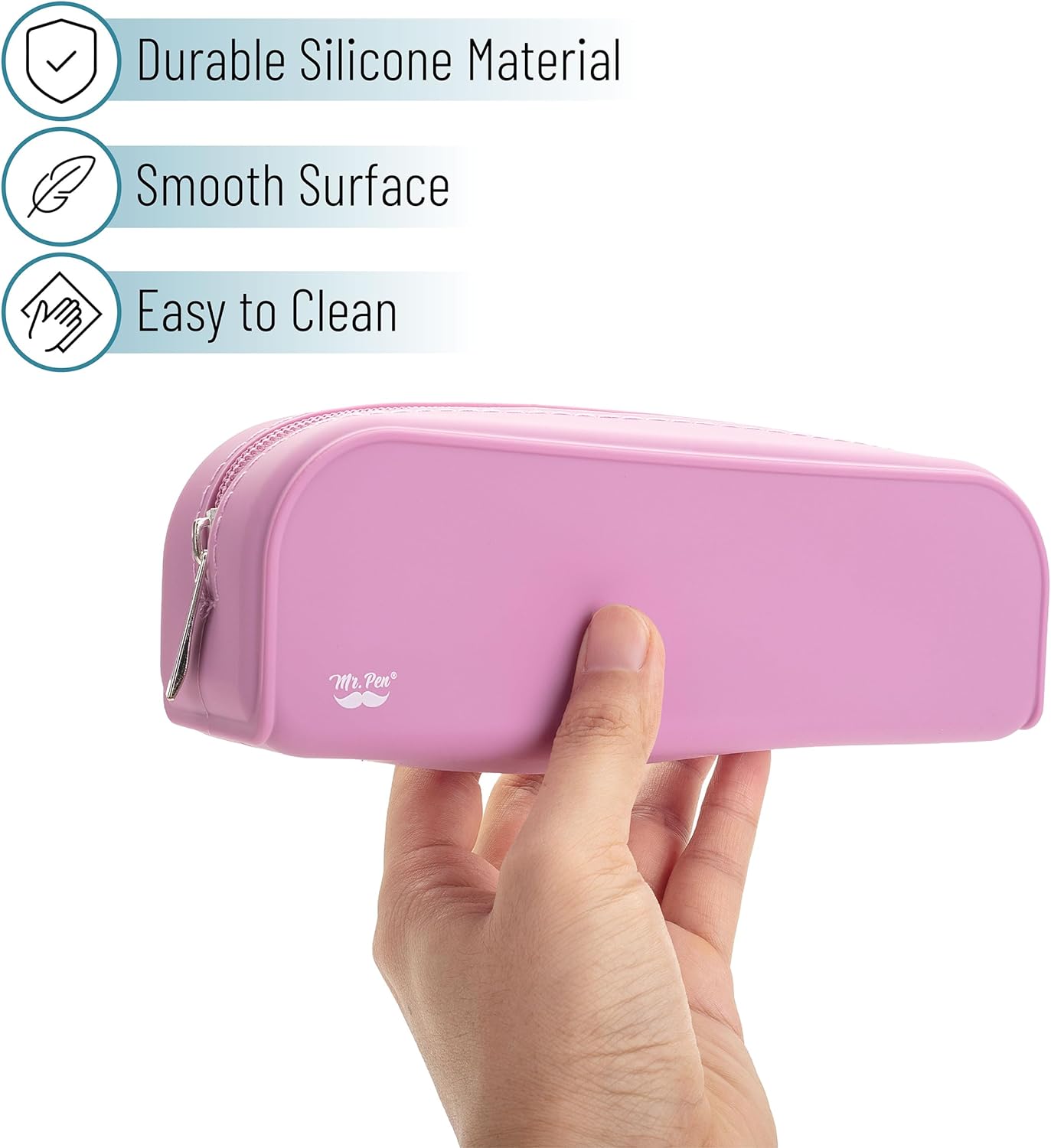 MR. PEN - ESTUCHE ESTÉTICO DE SILICONA PARA LÁPICES,PARA MUJERES, BOLSA DE MAQUILLAJE - ROSADO - 4