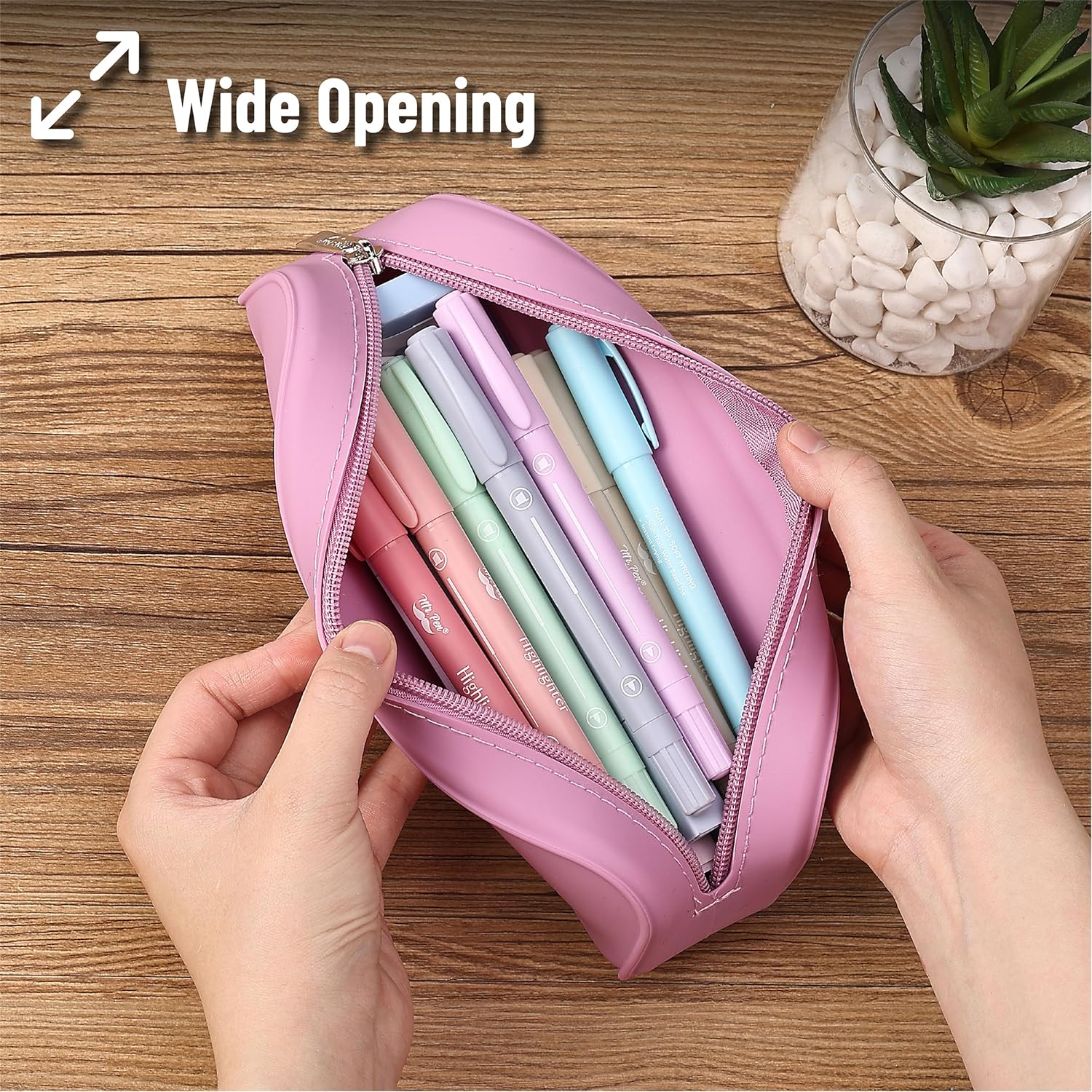 MR. PEN - ESTUCHE ESTÉTICO DE SILICONA PARA LÁPICES,PARA MUJERES, BOLSA DE MAQUILLAJE - ROSADO - 6