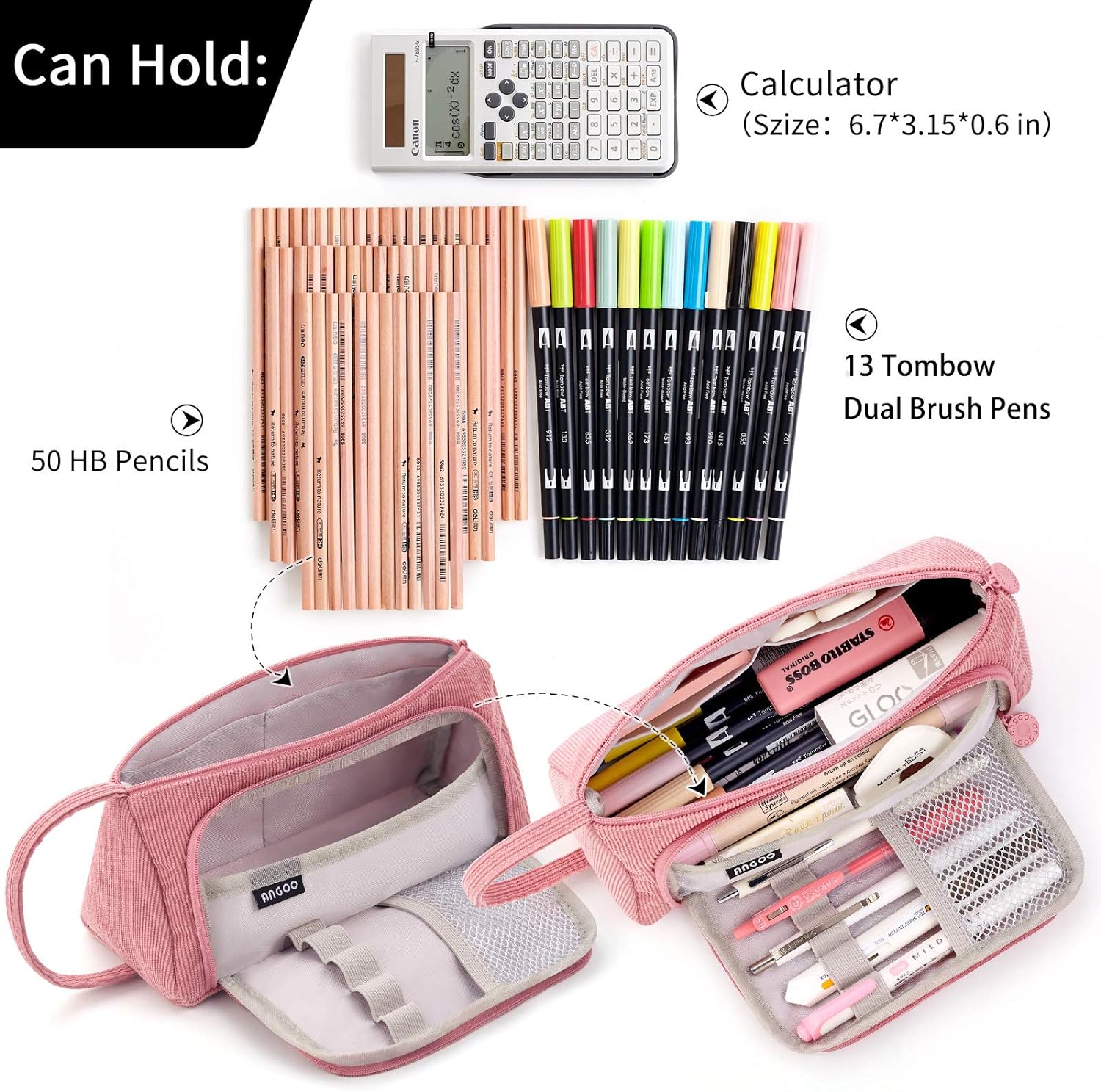 EASTHILL - ESTUCHE PARA LÁPICES DE GRAN CAPACIDAD ESCOLAR, OFICINA Y COLEGIAL PARA NIÑOS Y ADULTOS - ROSADO - 3