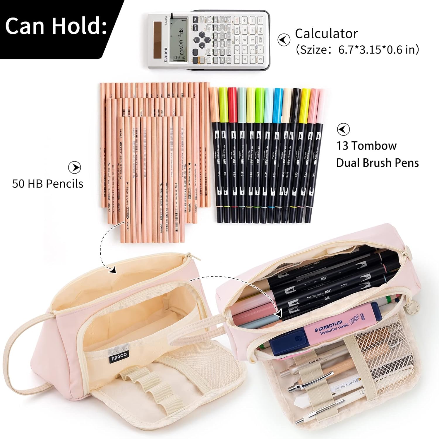 EASTHILL - ESTUCHE PARA LÁPICES DE GRAN CAPACIDAD ESCOLAR, OFICINA Y COLEGIAL PARA NIÑOS Y ADULTOS - ROSADO - 5