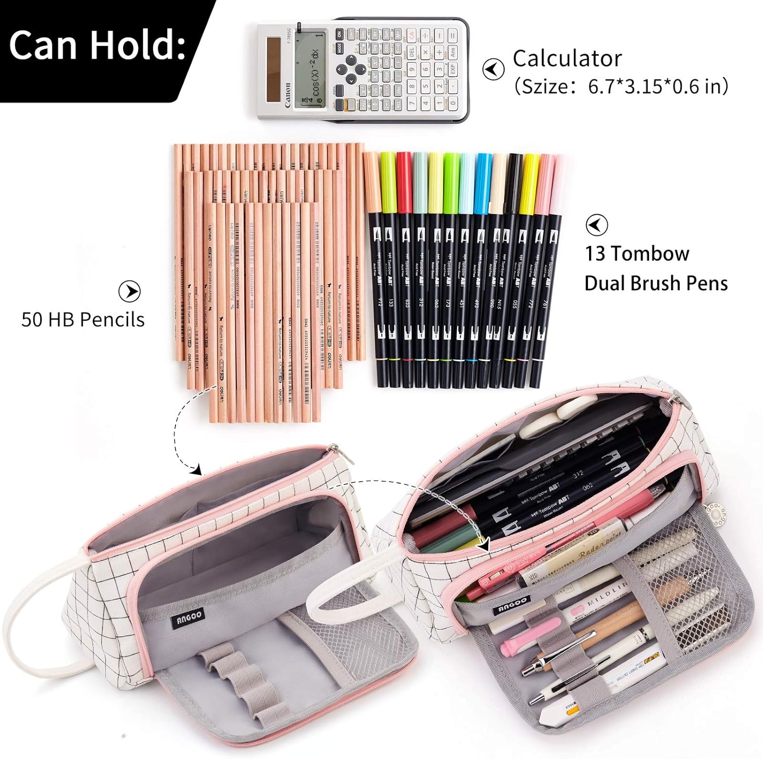 EASTHILL - ESTUCHE PARA LÁPICES DE GRAN CAPACIDAD ESCOLAR, OFICINA Y COLEGIAL PARA NIÑOS Y ADULTOS - ROSADO - 3