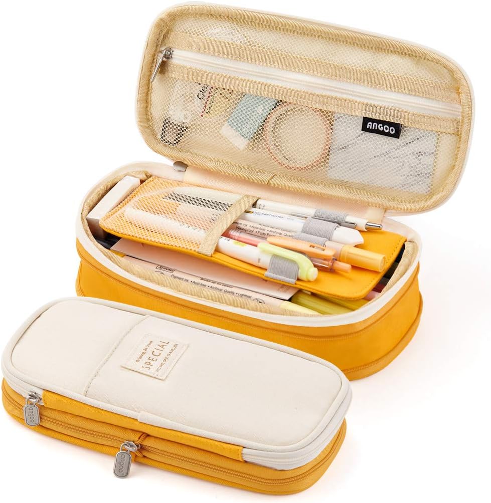EASTHILL ESTUCHE DE GRAN CAPACIDAD PARA LÁPICES, PARA OFICINA Y COLEGIO - NARANJA - 1