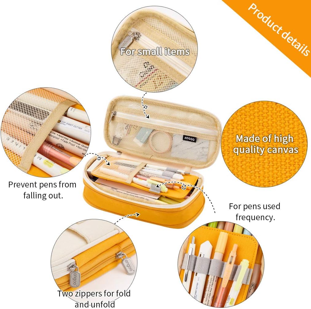 EASTHILL ESTUCHE DE GRAN CAPACIDAD PARA LÁPICES, PARA OFICINA Y COLEGIO - NARANJA - 4