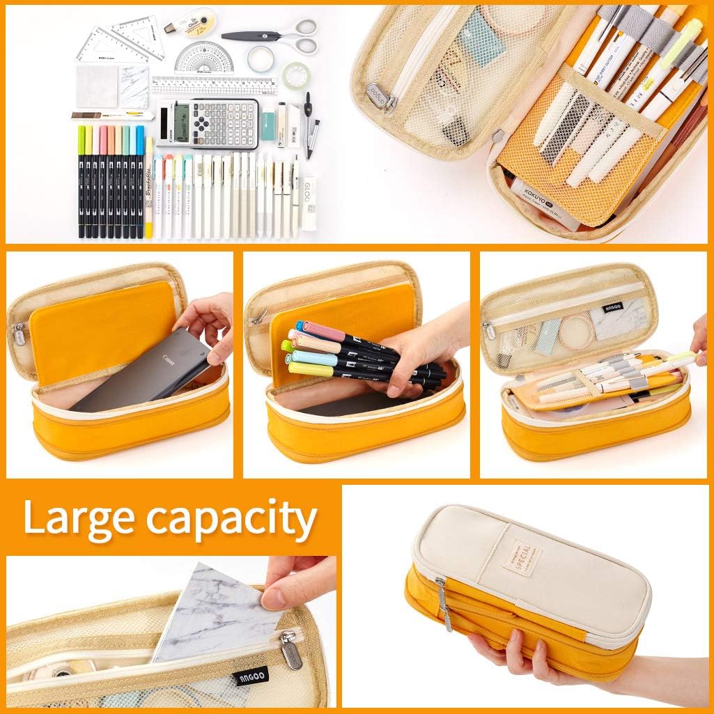 EASTHILL ESTUCHE DE GRAN CAPACIDAD PARA LÁPICES, PARA OFICINA Y COLEGIO - NARANJA - 5