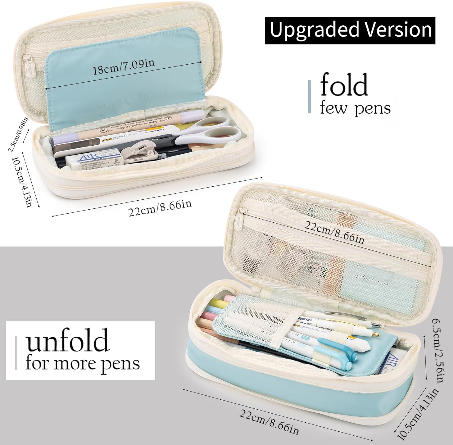 EASTHILL ESTUCHE PARA LÁPICES GRAN CAPACIDAD,BOLSA GRANDE PARA LÁPICES DE PAPELERÍA Y BOLÍGRAFOS PARA NIÑAS ADOLESCENTES-CELESTE - 6