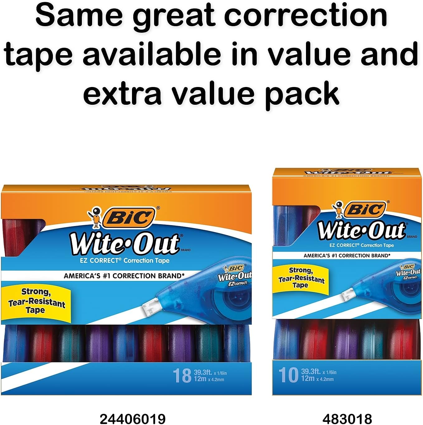 BIC WITE-OUT - CINTA CORRECTORA EZ CORRECT, 39.3 PIES, PAQUETE DE 2 UNIDADES DE CINTA CORRECTORA BLANCA - 4