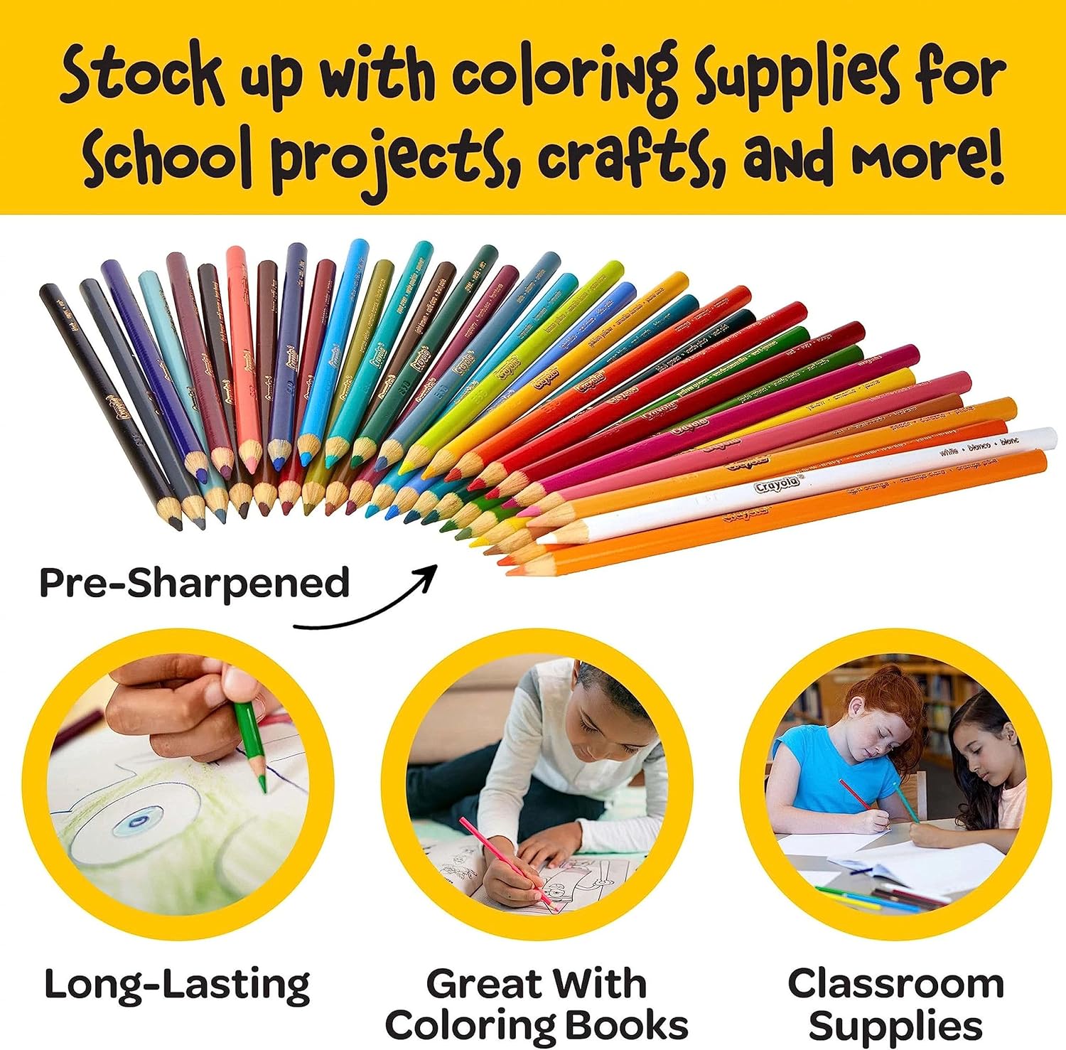 CRAYOLA LÁPICES DE COLORES (36 QUILATES), JUEGO DE LÁPICES PARA NIÑOS, SUMINISTROS DE ARTE, IDEALES PARA LIBROS DE COLOREAR - 4