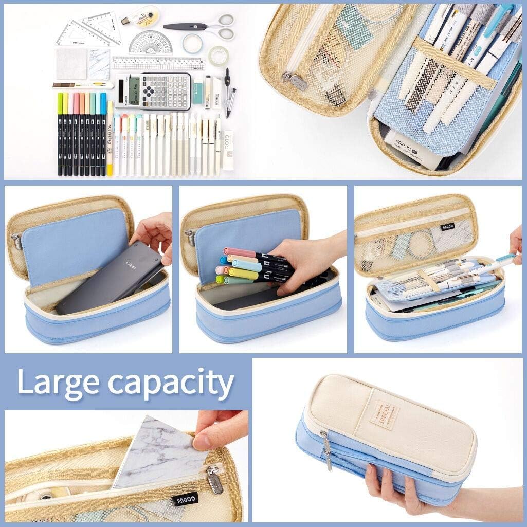 EASTHILL ESTUCHE DE GRAN CAPACIDAD PARA LÁPICES, PARA OFICINA, COLEGIO, GRAN CAPACIDAD DE ALMACENAMIENTO - AZUL - 5