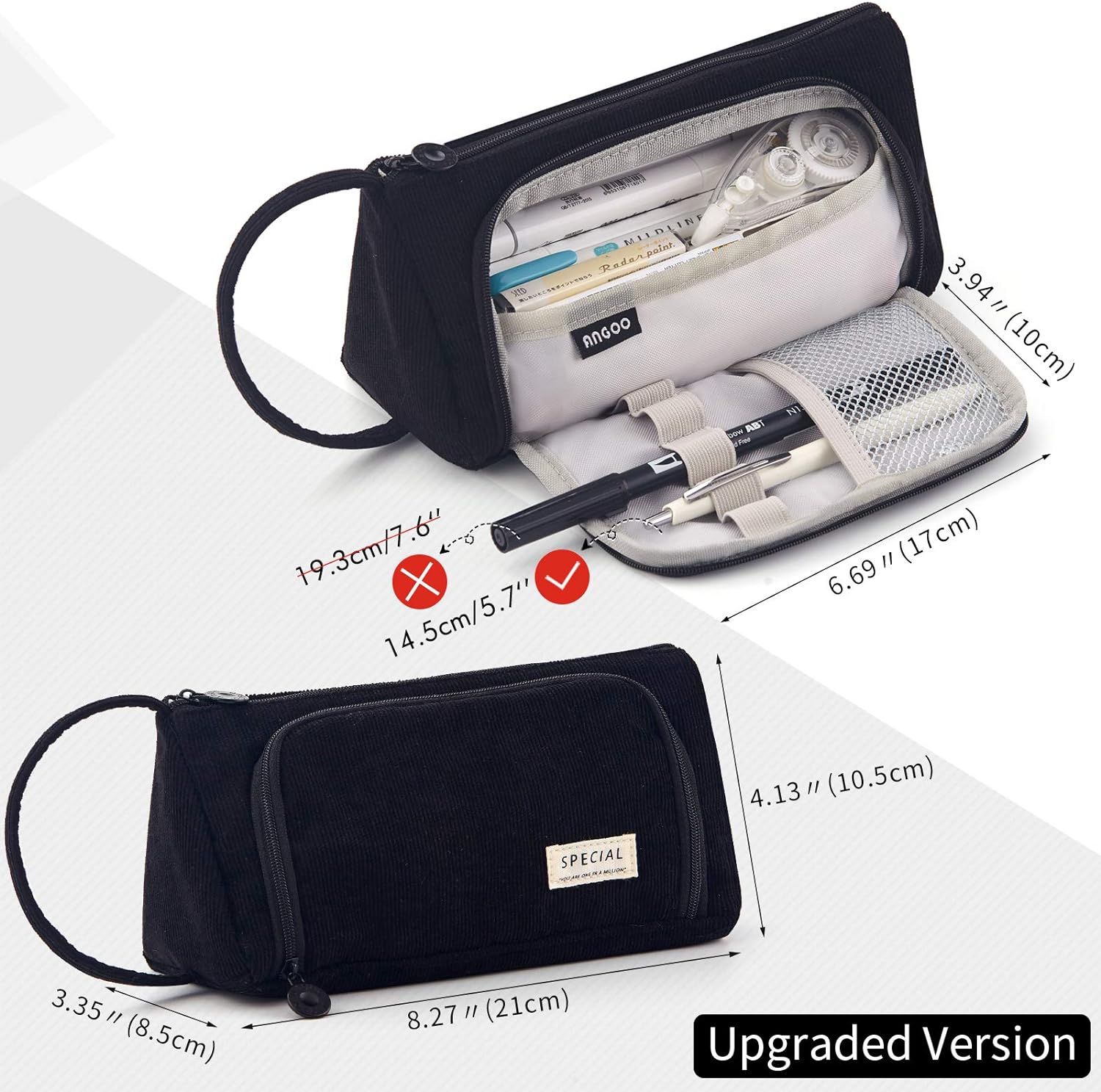 EASTHILL - ESTUCHE PARA LÁPICES DE GRAN CAPACIDAD ESCOLAR, OFICINA Y COLEGIAL PARA NIÑOS Y ADULTOS - NEGRO - 5