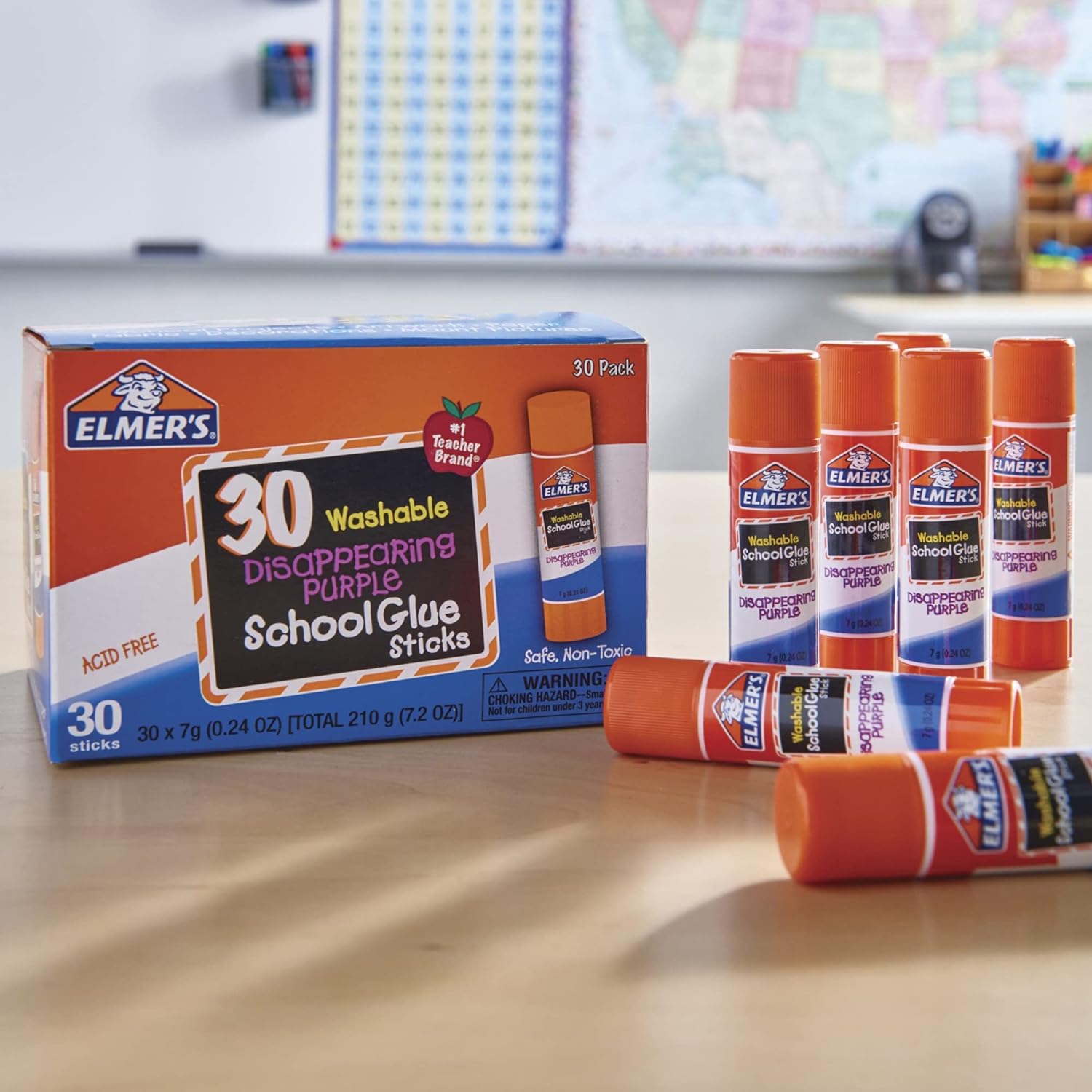 ELMER'S DISAPPEARING PURPLE - BARRAS DE PEGAMENTO PARA LA ESCUELA, LAVABLES, 0.25 OZ, 30 UNIDADES - 5