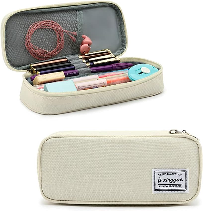 ESTUCHE PARA LÁPICES CON VARIAS RANURAS, CARTUCHERA PARA NIÑOS Y ADULTOS, PARA OFICINA Y ESCUELA – BLANCO - 1