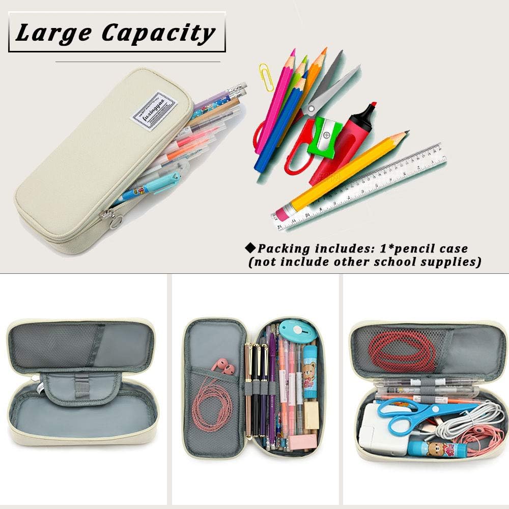 ESTUCHE PARA LÁPICES CON VARIAS RANURAS, CARTUCHERA PARA NIÑOS Y ADULTOS, PARA OFICINA Y ESCUELA – BLANCO - 5