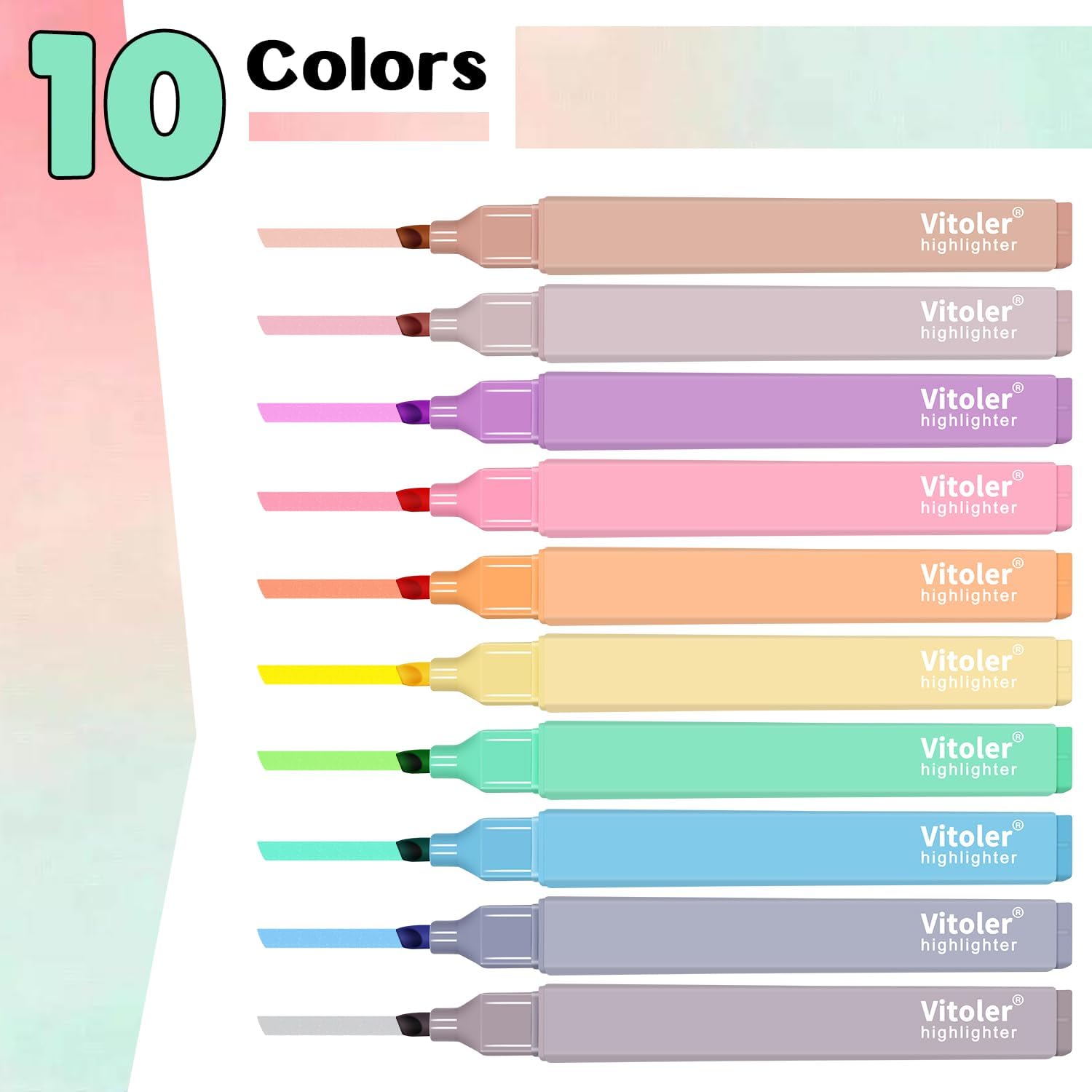 VITOLER 10 ROTULADORES ESTÉTICOS DE LA BIBLIA, ROTULADORES DE PUNTA DE CINCEL, RESALTADORES DE CARAMELO DE COLORES SURTIDOS - 3