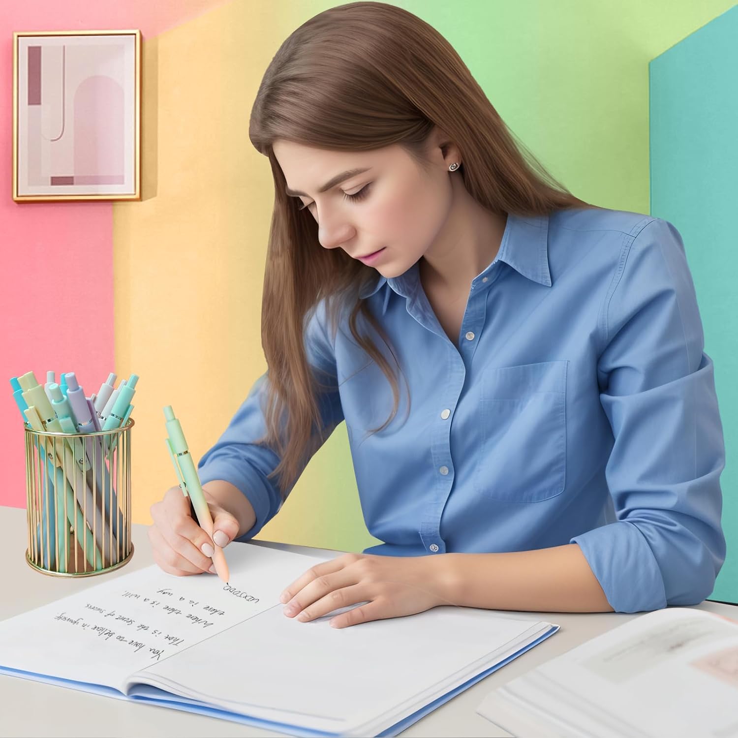 UIXJODO BOLÍGRAFOS DE GEL, 5 BOLÍGRAFOS DE TINTA NEGRA PARA MUJER, BOLÍGRAFOS DE ESCRITURA SUAVE CON AGARRE DE SILICONA - 6