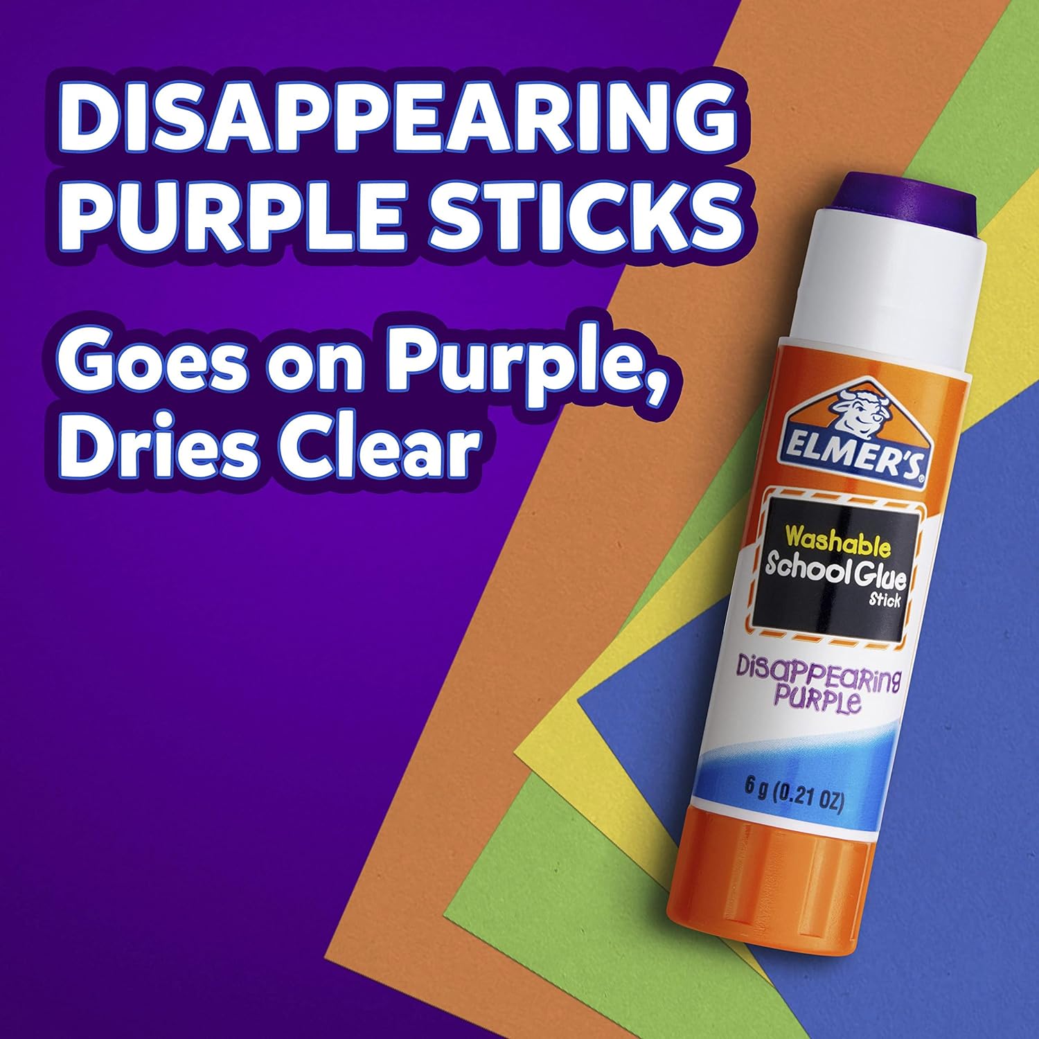 ELMER'S BARRAS DE PEGAMENTO ESCOLAR COLOR MORADO QUE SE DESVANECE, LAVABLE 12 UNIDADES - 3