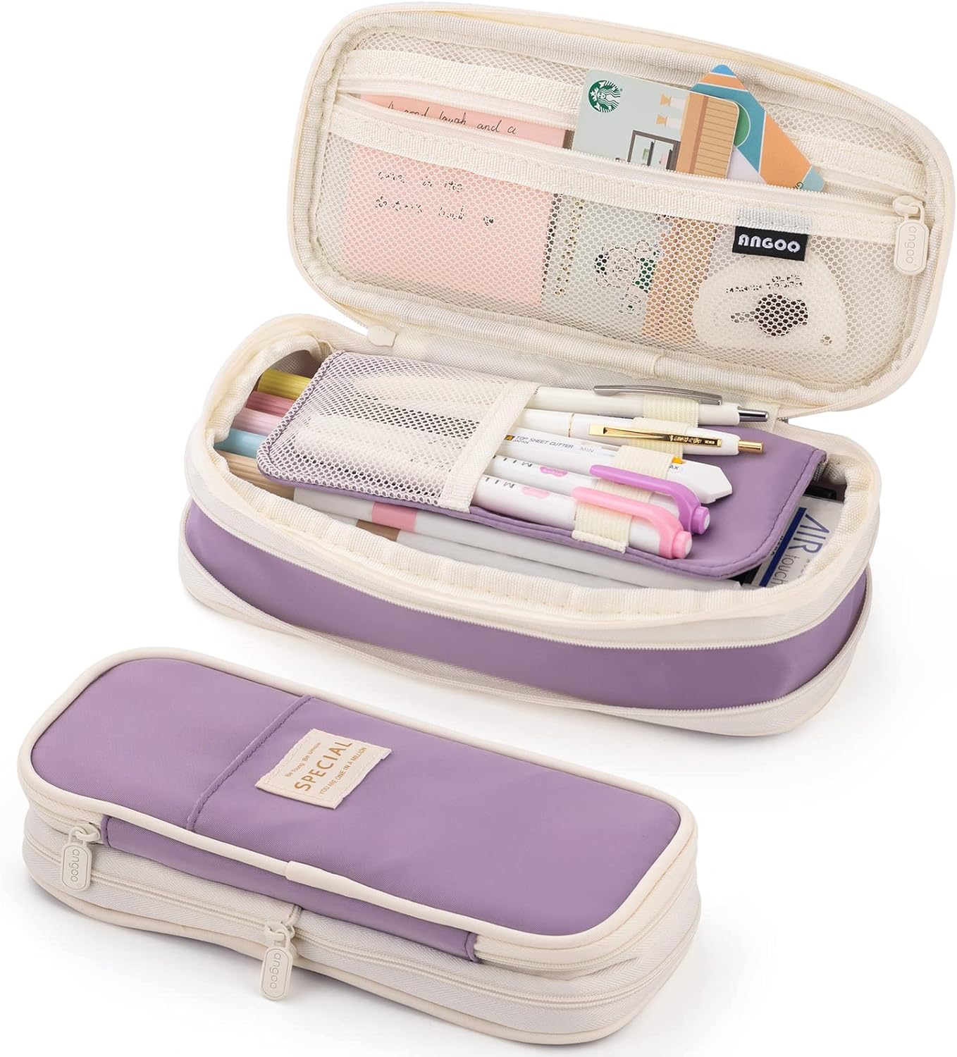 EASTHILL ESTUCHE PARA LÁPICES DE CAPACIDAD,BOLSA GRANDE PARA LÁPICES DE PAPELERÍA Y BOLÍGRAFOS PARA NIÑAS ADOLESCENTES-MORADO - 1