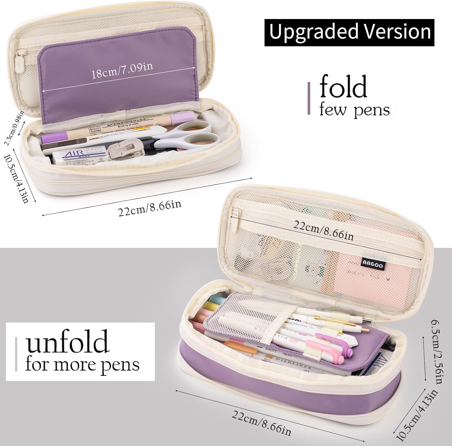 EASTHILL ESTUCHE PARA LÁPICES DE CAPACIDAD,BOLSA GRANDE PARA LÁPICES DE PAPELERÍA Y BOLÍGRAFOS PARA NIÑAS ADOLESCENTES-MORADO - 4