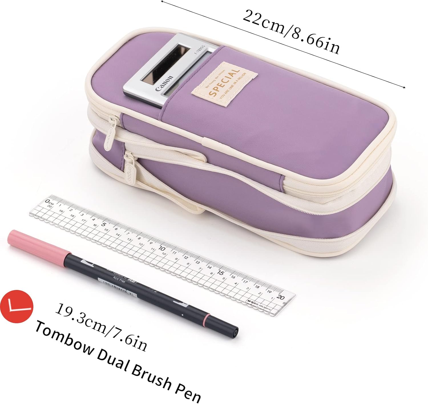 EASTHILL ESTUCHE PARA LÁPICES DE CAPACIDAD,BOLSA GRANDE PARA LÁPICES DE PAPELERÍA Y BOLÍGRAFOS PARA NIÑAS ADOLESCENTES-MORADO - 5