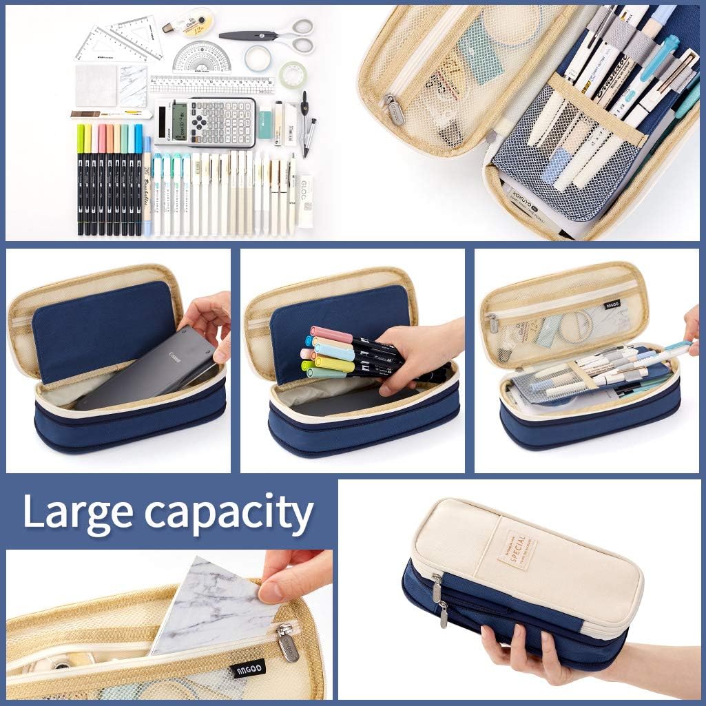 EASTHILL ESTUCHE DE GRAN CAPACIDAD PARA LÁPICES, PARA OFICINA, COLEGIO, GRAN CAPACIDAD DE ALMACENAMIENTO - AZUL - 5