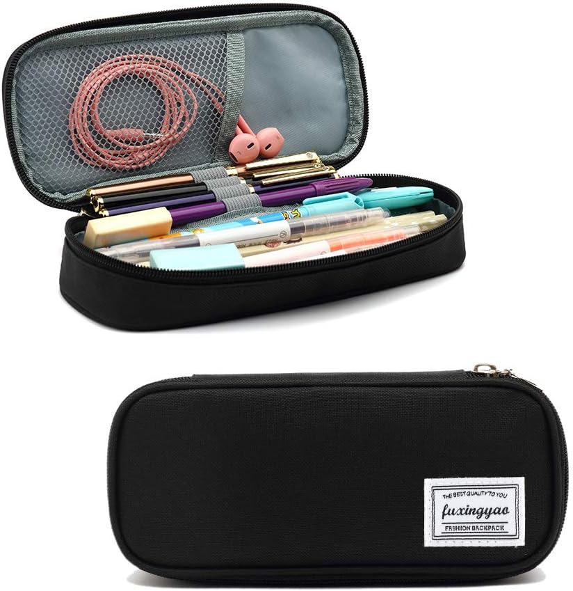 ESTUCHE PARA LÁPICES CON VARIAS RANURAS, CARTUCHERA PARA NIÑOS Y ADULTOS, PARA OFICINA Y ESCUELA - NEGRO - 2