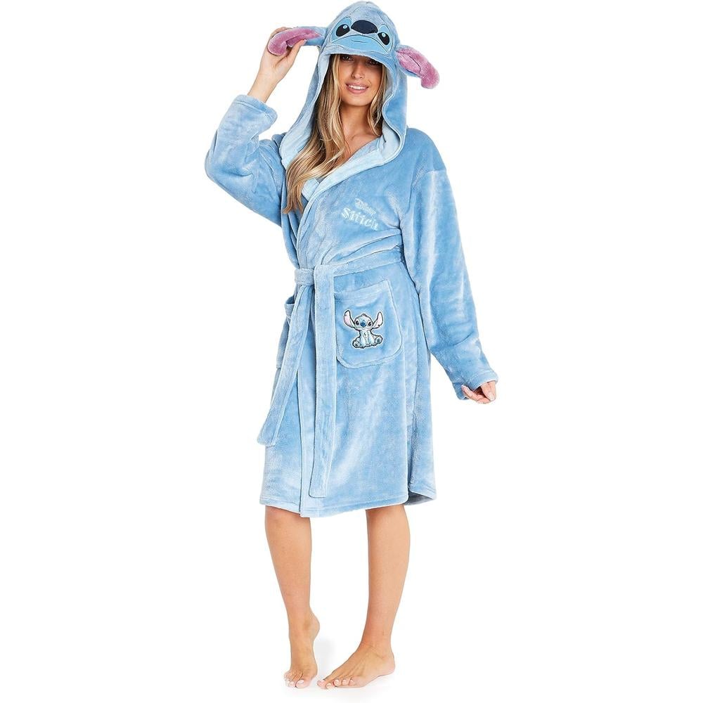BATA PARA MUJER CON FORRO POLAR Y CAPUCHA STITCH DISNEY - 1