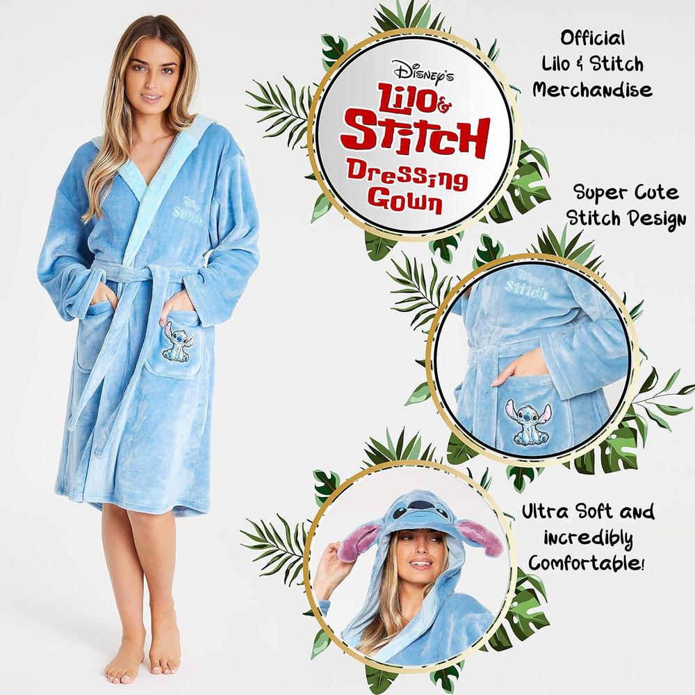 BATA PARA MUJER CON FORRO POLAR Y CAPUCHA STITCH DISNEY - 3
