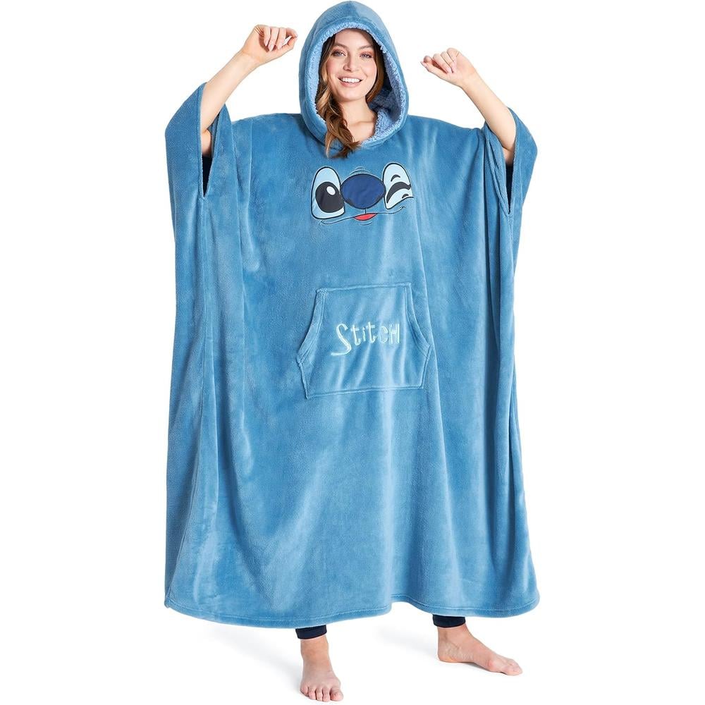 MANTA POLAR SHERPA CON CAPUCHA GRAN TAMAÑO STITCH DISNEY - 1