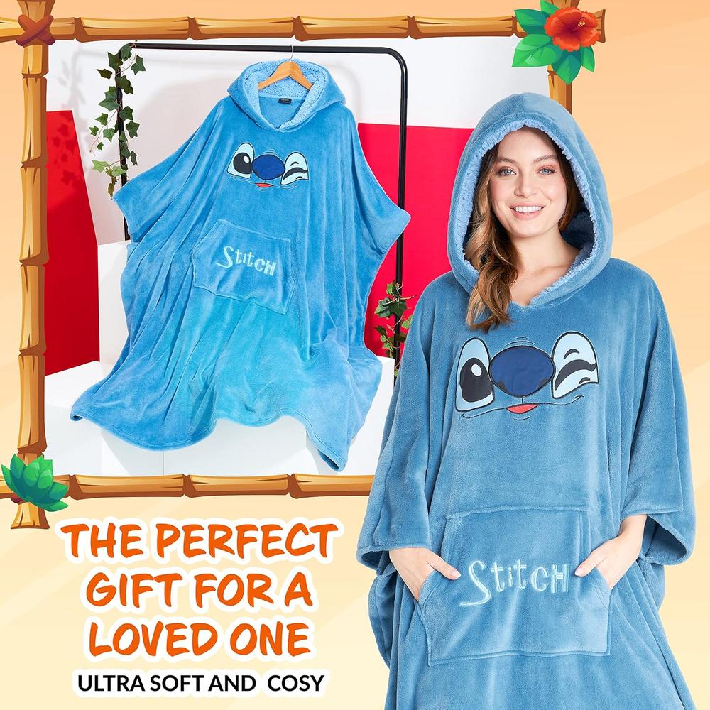 MANTA POLAR SHERPA CON CAPUCHA GRAN TAMAÑO STITCH DISNEY - 2