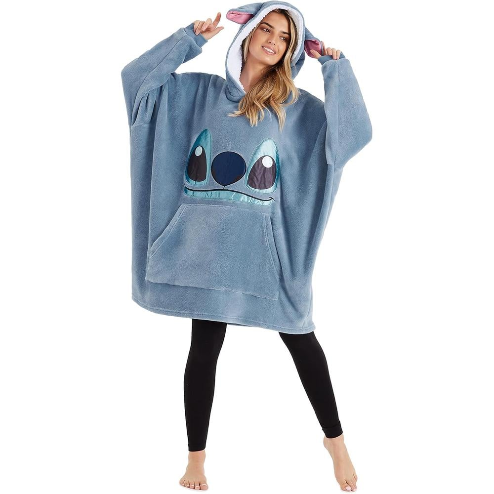 MANTA SUDADERA CON CAPUCHA FORRO POLAR SHERPA GRAN TAMAÑO STITCH DISNEY - 1