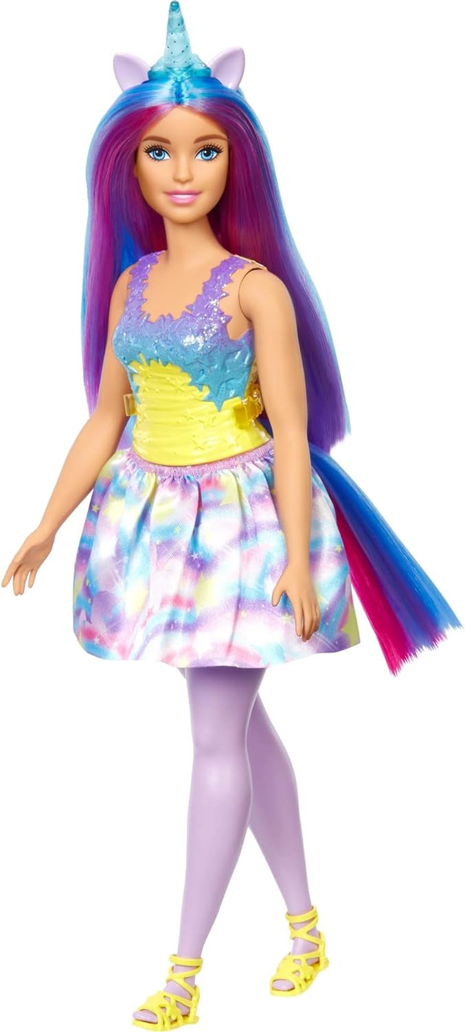 BARBIE DREAMTOPIA MUÑECA CON DIADEMA Y COLA DE UNICORNIO EXTRAÍBLES, PELO DE FANTASÍA Y FALDA ARCOÍRIS, JUGUETE DE UNICORNIO - 3