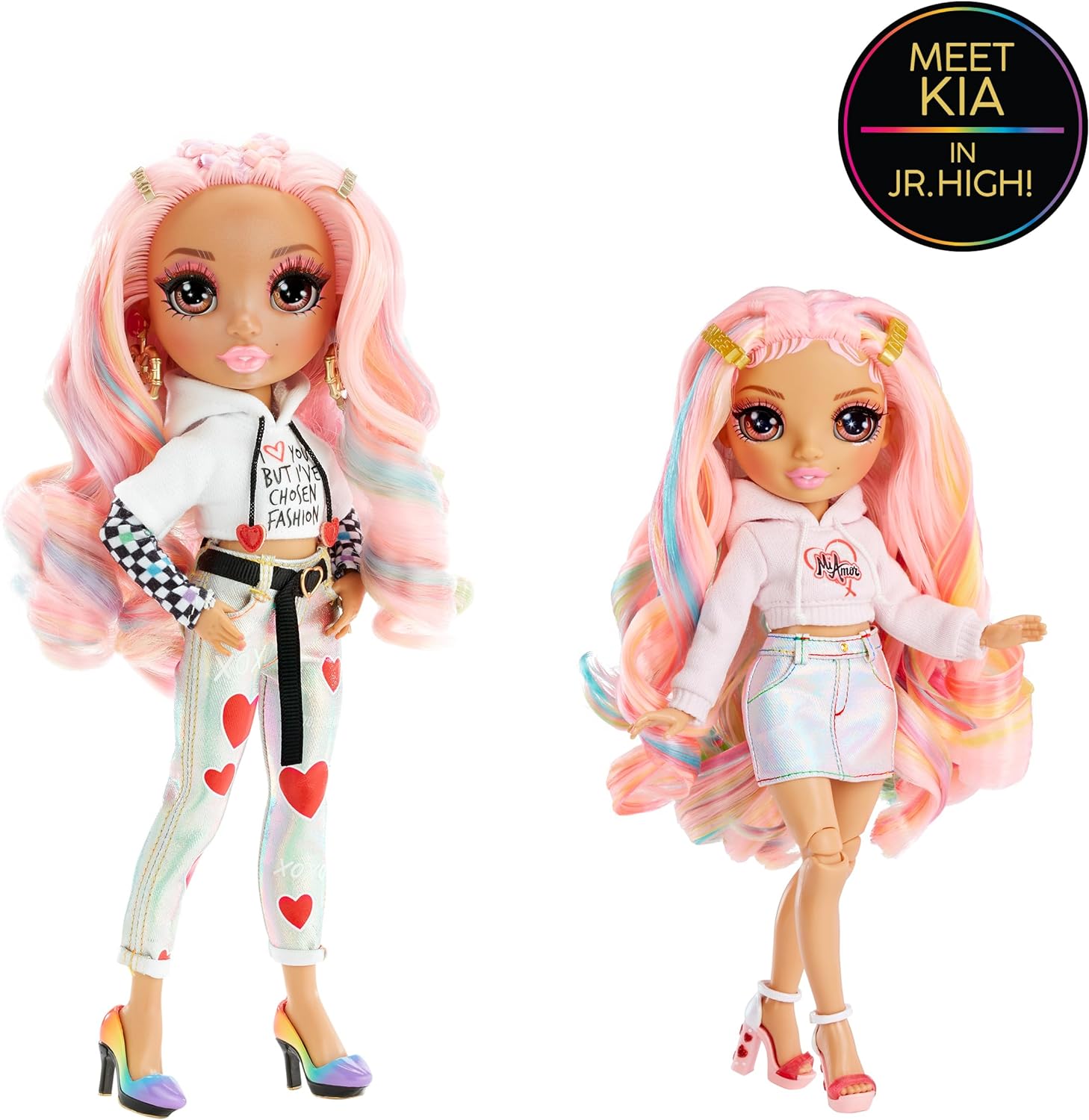 RAINBOW HIGH RAINBOW JUNIOR HIGH EDICIÓN ESPECIAL KIA HART - MUÑECA ROSA POSABLE DE 9' CON ACCESORIOS Y MOCHILA SUAVE DE APERTURA - 4