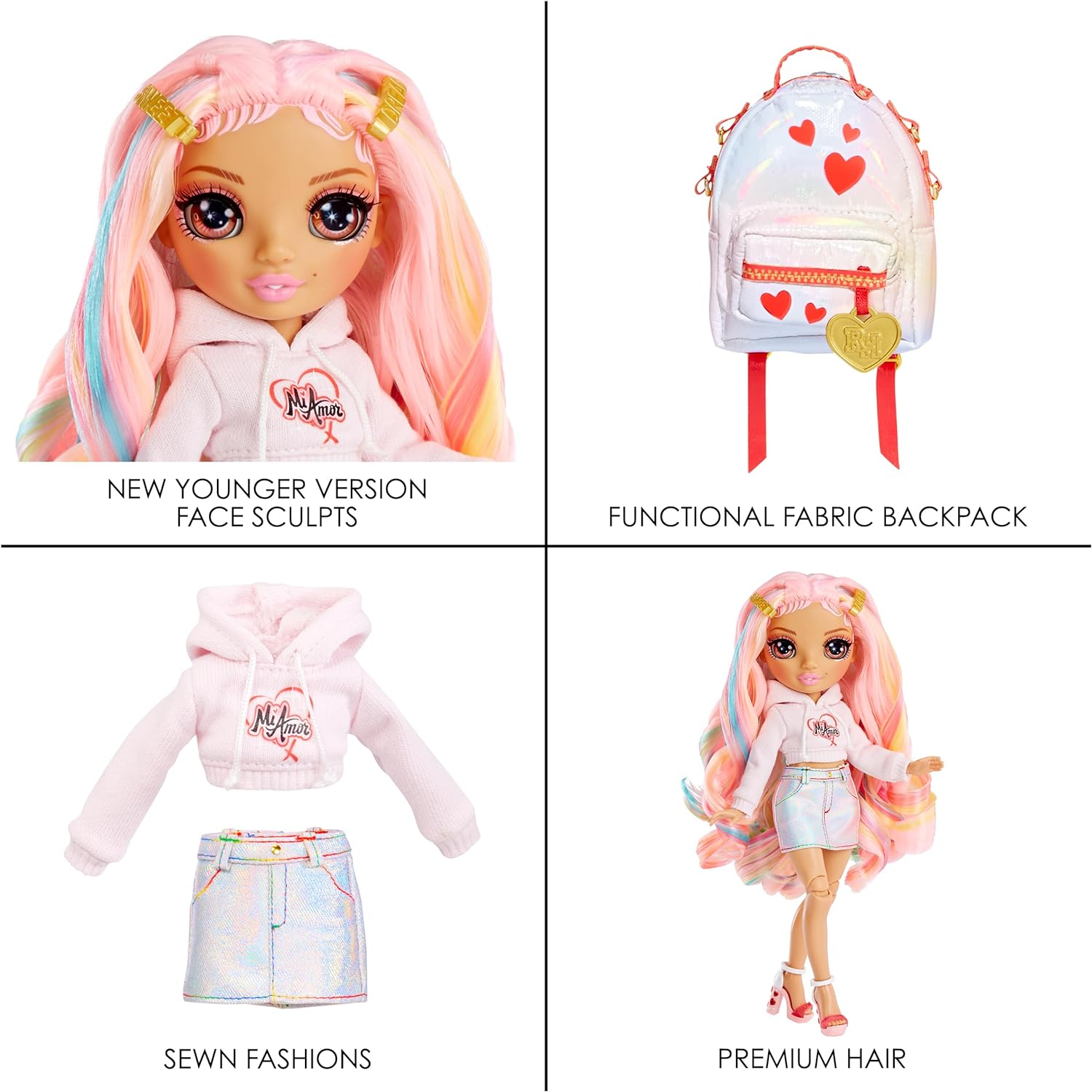 RAINBOW HIGH RAINBOW JUNIOR HIGH EDICIÓN ESPECIAL KIA HART - MUÑECA ROSA POSABLE DE 9' CON ACCESORIOS Y MOCHILA SUAVE DE APERTURA - 5