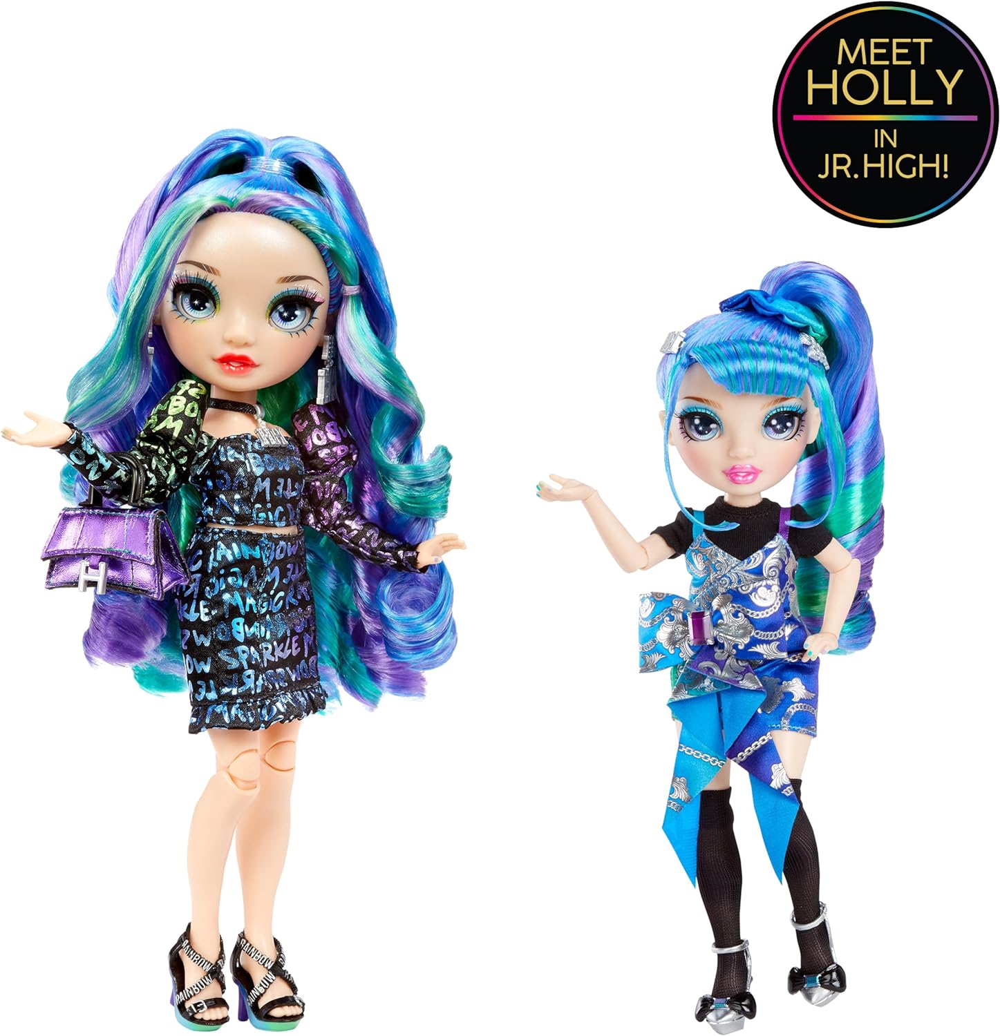 RAINBOW HIGH JUNIOR HIGH EDICIÓN ESPECIAL HOLLY DE'VIOUS-MUÑECA AZUL Y VERDE DE 9' CON ACCESORIOS Y MOCHILA SUAVE DE APERTURA - 4