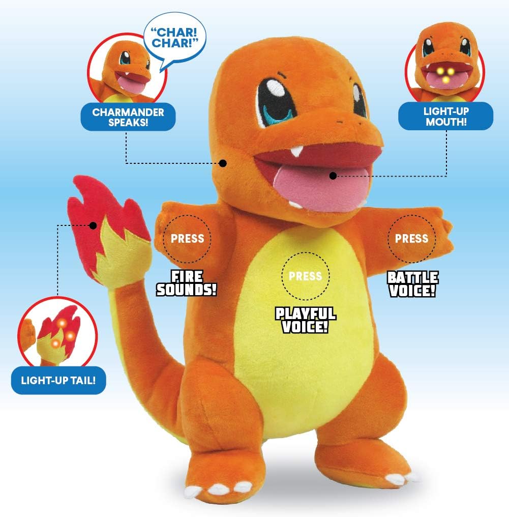 PELUCHE POKÉMON FLAME ACTION CHARMANDER,INTERACTIVO CON LUCES Y SONIDOS DE FUEGO,COLA Y BOCA ILUMINADAS, MÚLTIPLES SONIDO Y VOCES - 3