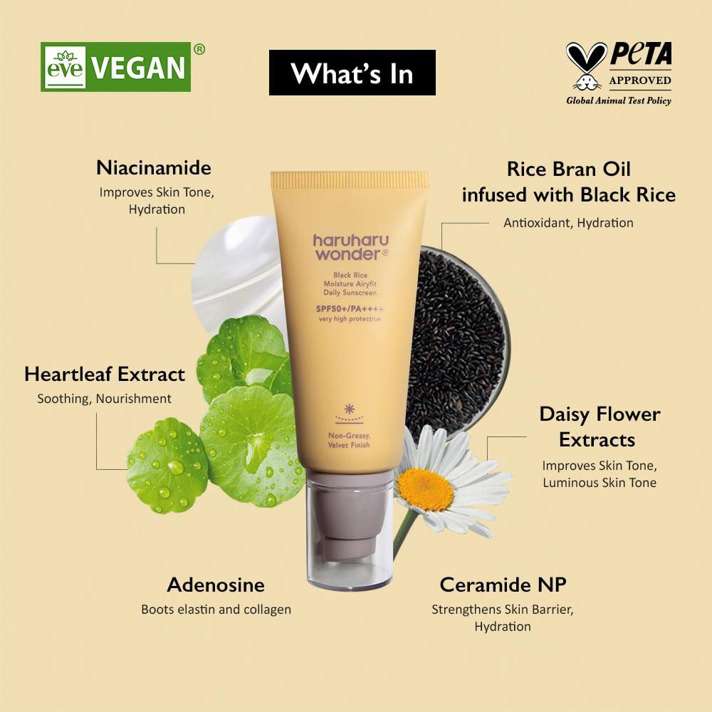 PROTECTOR SOLAR FACIAL BLACK RICE MOISTURE AIRYFIT WONDER HARUHARU | 50 ML - 3