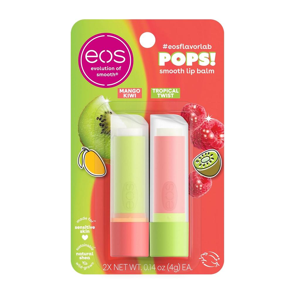 SET BÁLSAMO LABIAL EOS FLAVORLAB POPS 2 PZS 0.14 OZ / 4 ML | MANGO KIWI / TOQUE TROPICAL - 1