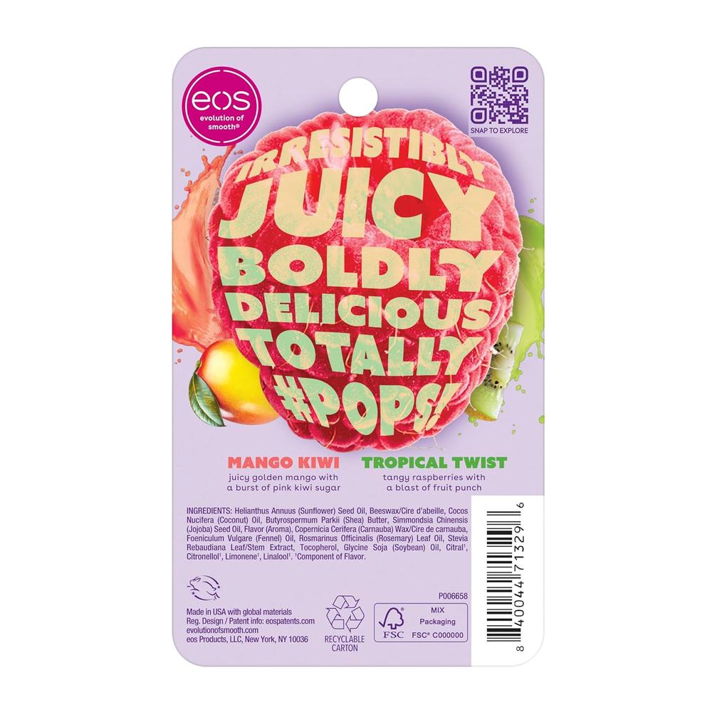 SET BÁLSAMO LABIAL EOS FLAVORLAB POPS 2 PZS 0.14 OZ / 4 ML | MANGO KIWI / TOQUE TROPICAL - 6