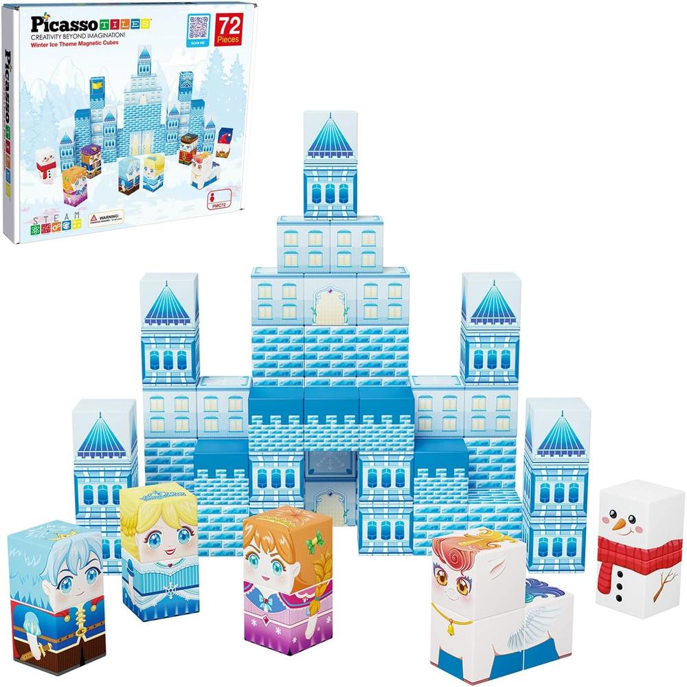 CUBOS MAGNÉTICOS CASTILLO HIELO PMC72 CON FIGURAS PICASSOTILES - 1