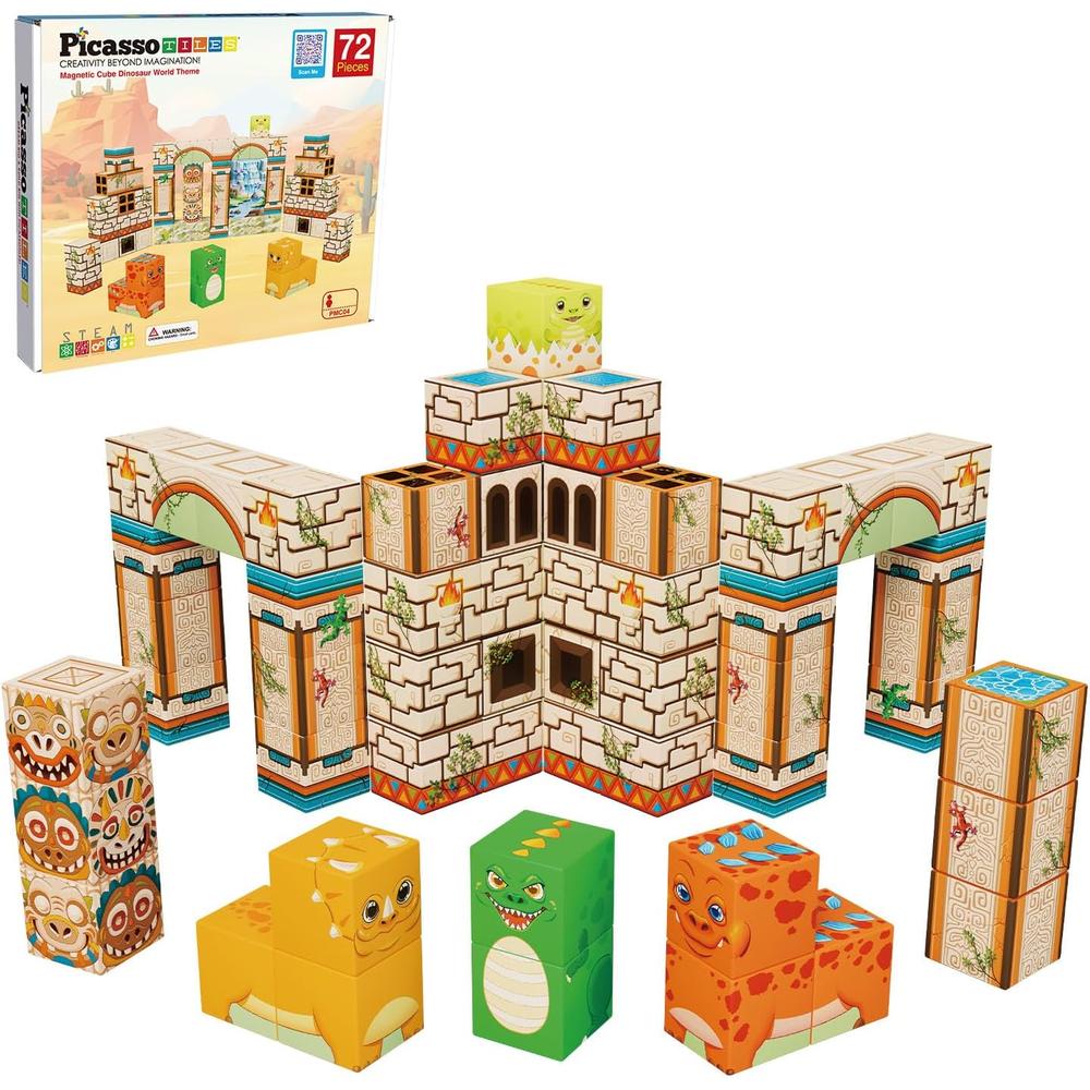 CUBOS MAGNÉTICOS DINOSAURIOS PMC04 CON FIGURAS PICASSOTILES - 1