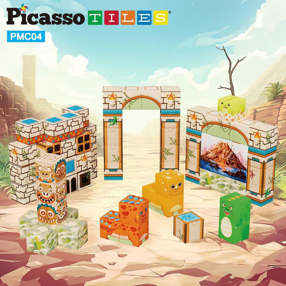CUBOS MAGNÉTICOS DINOSAURIOS PMC04 CON FIGURAS PICASSOTILES - 2