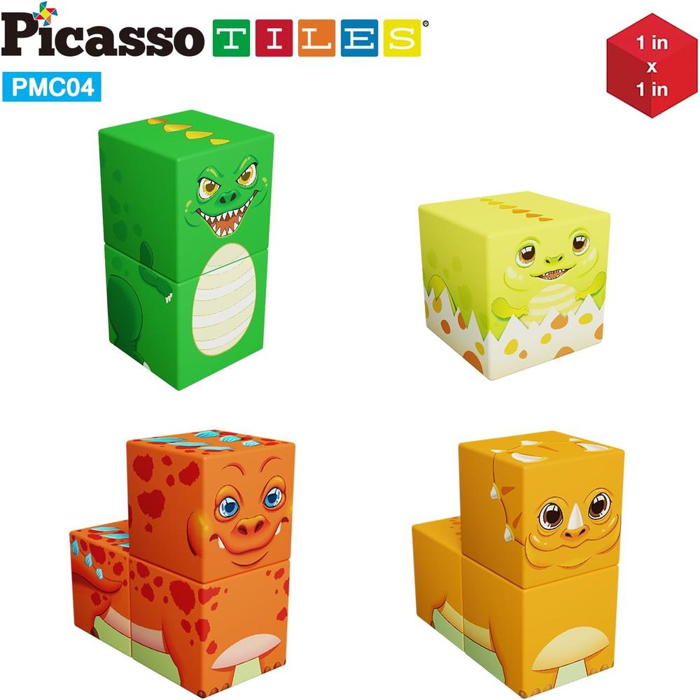 CUBOS MAGNÉTICOS DINOSAURIOS PMC04 CON FIGURAS PICASSOTILES - 4