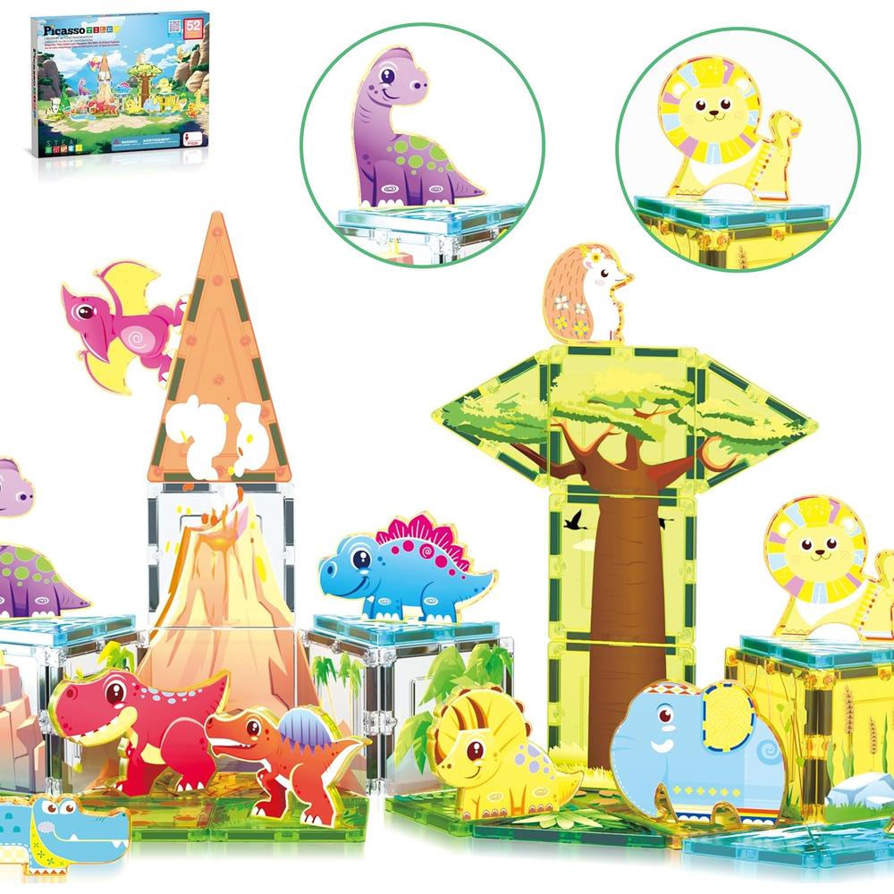 BLOQUES MAGNÉTICOS DINOSAURIOS Y SAFARI PTQ28 PICASSOTILES - 1