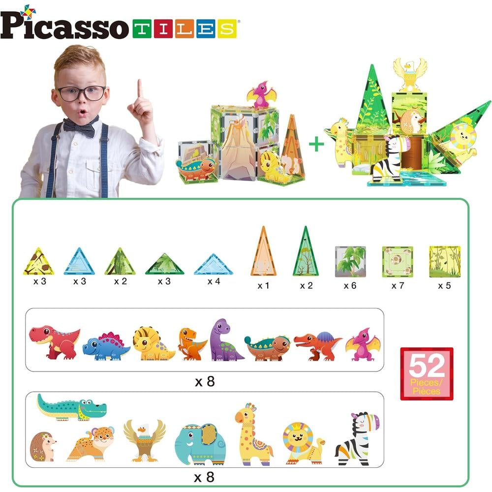 BLOQUES MAGNÉTICOS DINOSAURIOS Y SAFARI PTQ28 PICASSOTILES - 2