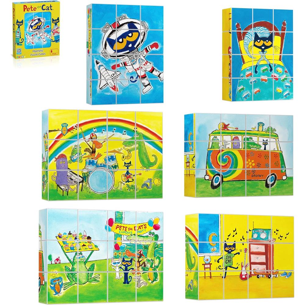 CUBOS MAGNÉTICOS PETE THE CAT PTC03 6 PIEZAS PICASSOTILES - 1