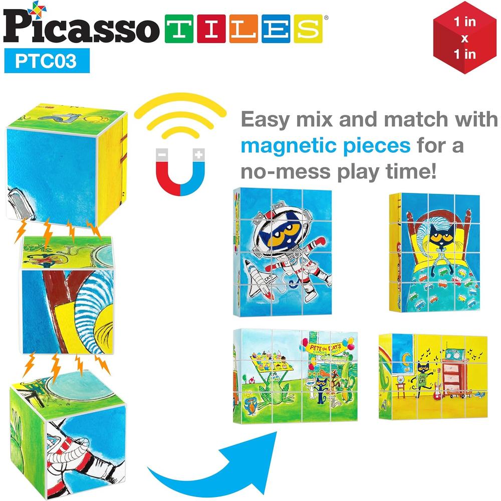 CUBOS MAGNÉTICOS PETE THE CAT PTC03 6 PIEZAS PICASSOTILES - 4