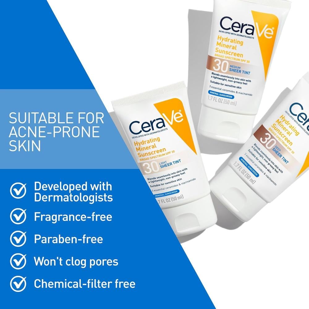 PROTECTOR SOLAR MINERAL HIDRATANTE CERAVE DE 1.7 OZ / 50 ML - 4