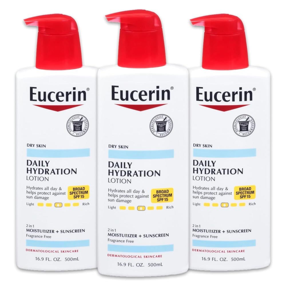 PACK 3 EUCERIN LOCIÓN HIDRATANTE DIARIA FPS 15 PARA PIEL SECA 500 ML - 1