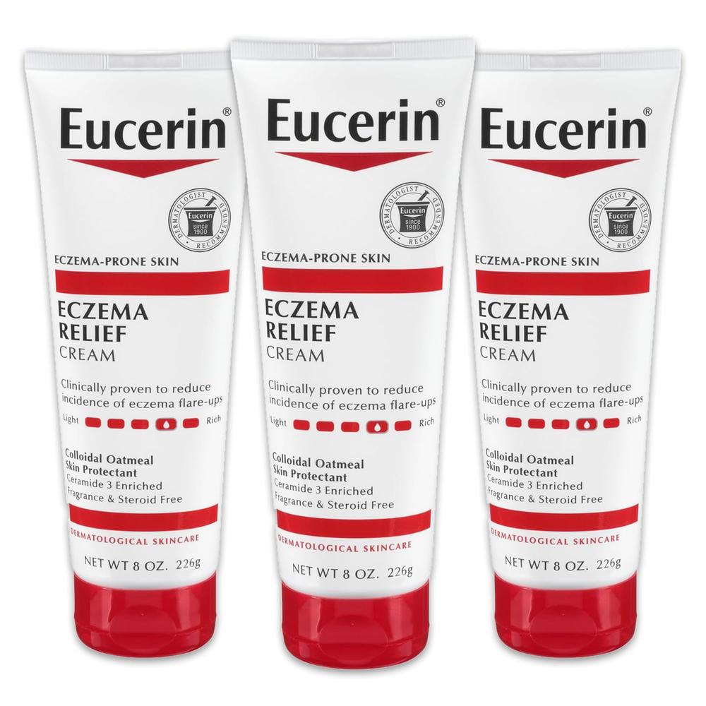 PACK 3 EUCERIN CREMA ALIVIO DEL ECCEMA PARA PIEL SENSIBLE 8 OZ / 237 ML - 1