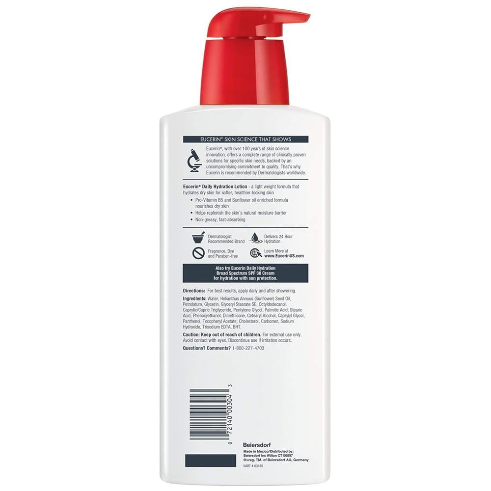 PACK 3 EUCERIN LOCIÓN HIDRATANTE DIARIA PARA PIEL SECA 500 ML - 2